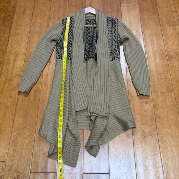 Albinaas Alpaca Womens Handmade Open Front Waterfall Brown Cardigan Size XS Peru - Picture 5 of 12